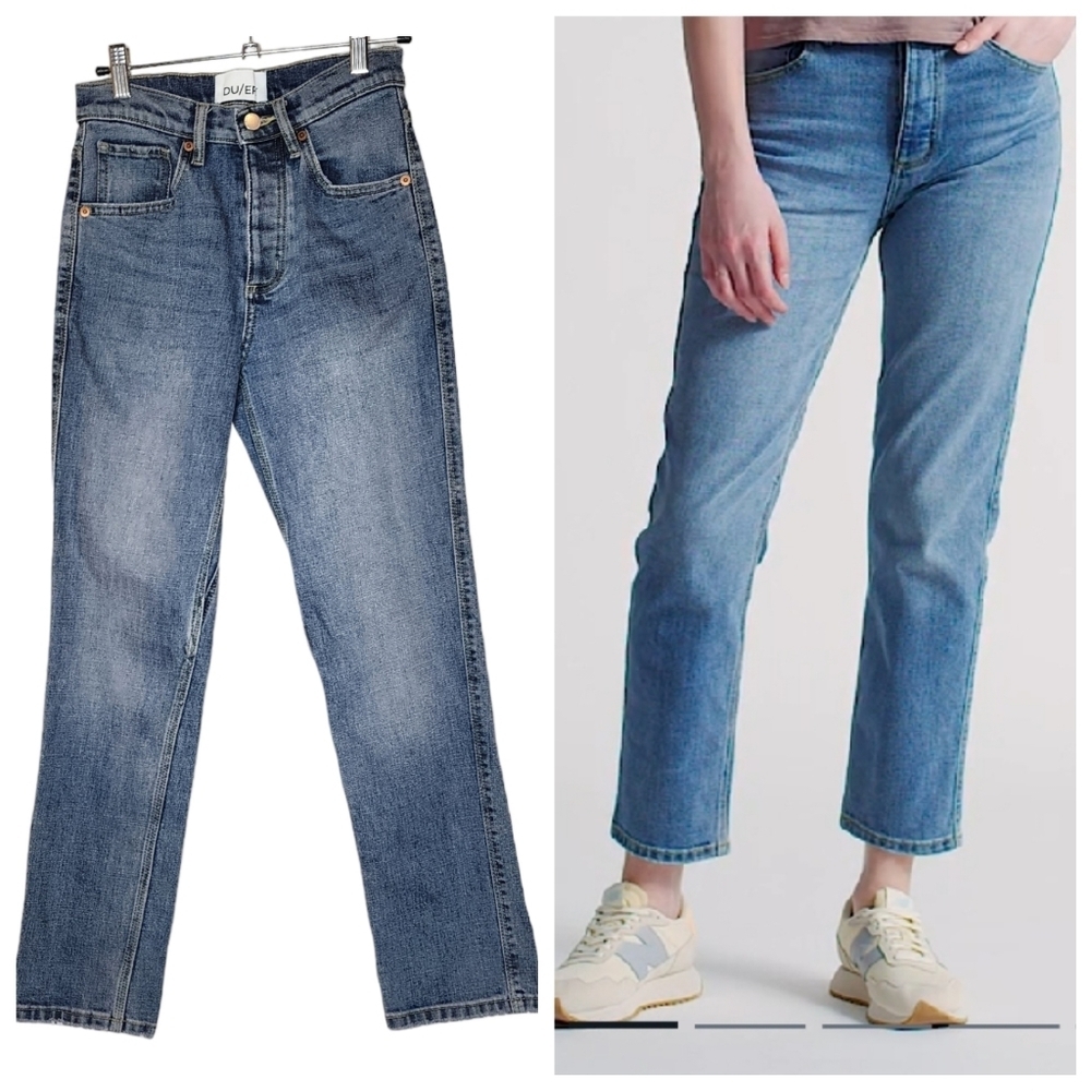 DU/ER Midweight Denim High Rise Straight Jeans. Women's‎ size 24. Button fly